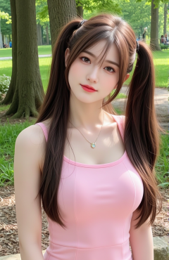 穿粉色吊带的俏皮小姐姐手机壁纸